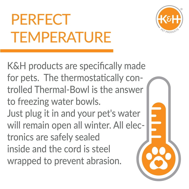 K&H Manufacturing Thermal Pet Bowl, 120 oz, Silver