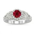 thumbnail image 2 of Bestselling On Sale: 1.25 Round cut Ruby and Diamond Engagement Ring in 14k White Gold affordable Ruby & diamond engagement ring, 2 of 3