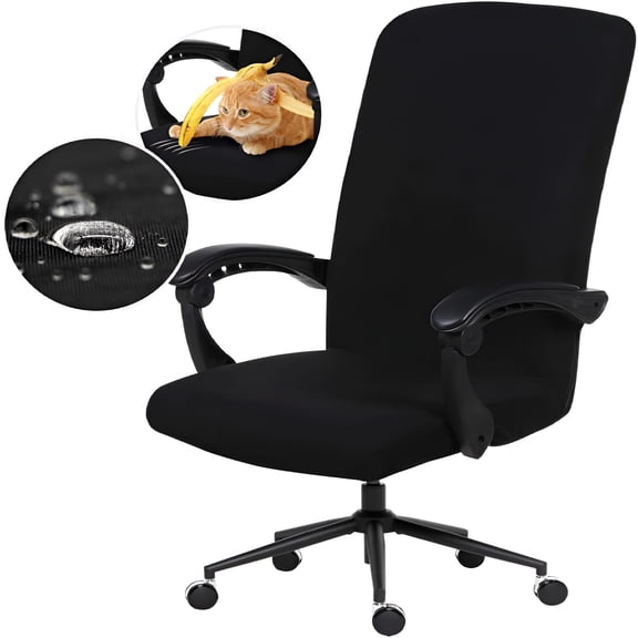 XIBUFE Water Resistant Stretch Computer Office Chair Cover with Sturdy Zipper Universal Washable Removable Spandex Rotating Chair Slipcovers Anti-Dust Soft Desk Chair Seat Protector for Dog Cat