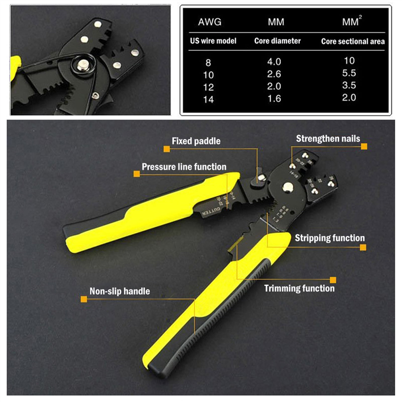New Crimping Pliers Multi Tool Pliers Wire Stripper Multi functional Snap Ring Terminals Crimpper Tubular terminal crimping tool ,Durability That Lasts
