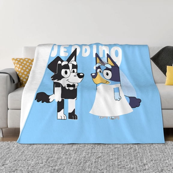 Rozeui Bluey for Flannel Blanket, Soft Fuzzy Plush King Blanket for Winter, Thick and Warm All-Season Bed Throw-40"x30"