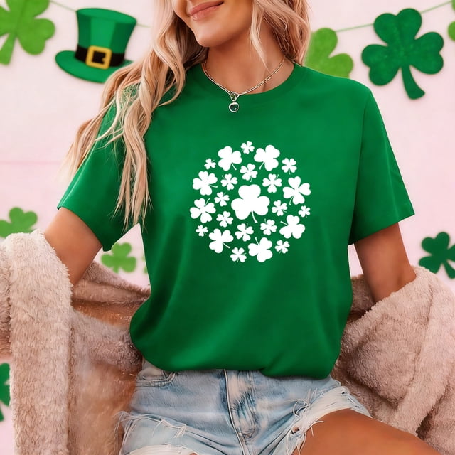 TaTaai Women's Casual St. Patrick's Day Print Short Sleeve T-Shirts Round Neck Fashion Lightweight Tops Soft Comfortable Tees for Women Spring Summer Outfits Gift