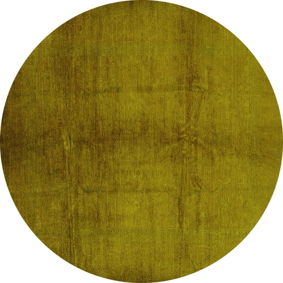 Ahgly Company Indoor Round Oriental Yellow Industrial Area Rugs, 3' Round