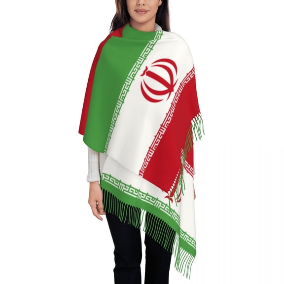 Iran Flag Women's Pashmina Shawl Wraps Fringe Scarf Long Large Scarf