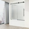 thumbnail image 6 of VIGO Elan E-Class 56 to 60 in. W x 66 in. H Sliding Frameless Tub Door in Matte Black with 3/8 in. (10mm) Fluted Glass, 6 of 14