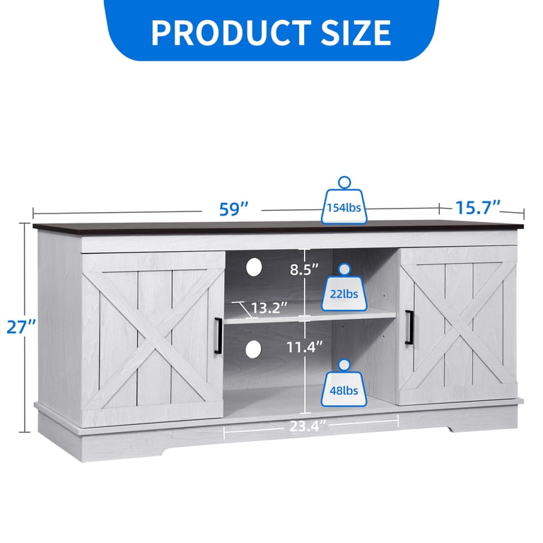 DEXTRUS Farmhouse TV Stand for 65 Inch TV, Grey Wash photo 7