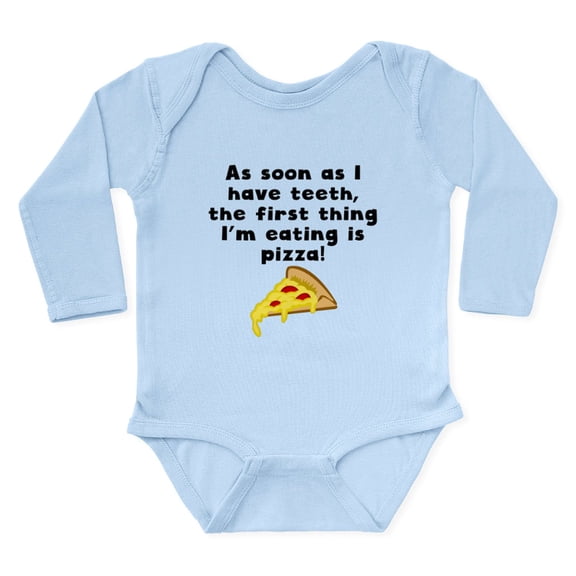 CafePress - The First Thing Im Eating Is Pizza Body Suit - Long Sleeve Cotton Baby Bodysuit