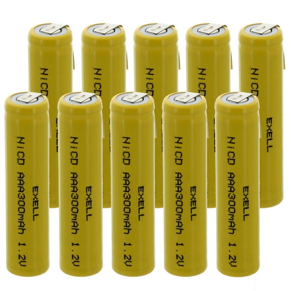 10x AAA 1.2V 300mAh Rechargeable Batteries w/Tabs for Solar, Remotes,Key Pads