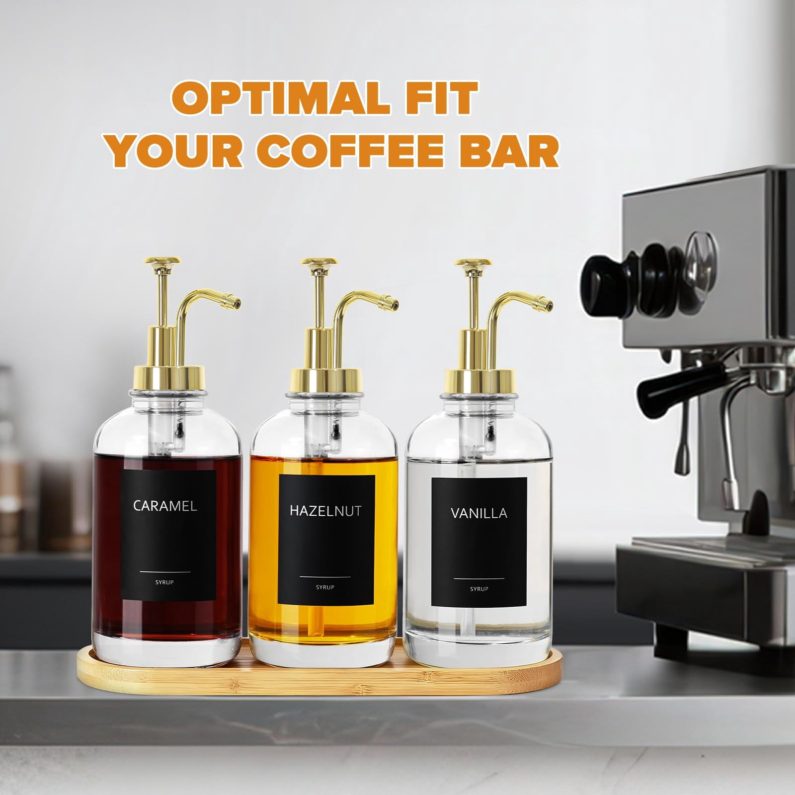 Coffee Syrup Dispenser For Bar Bottles With Pump 16.9 Fl Oz Glass Honey Bottle 3 Pack