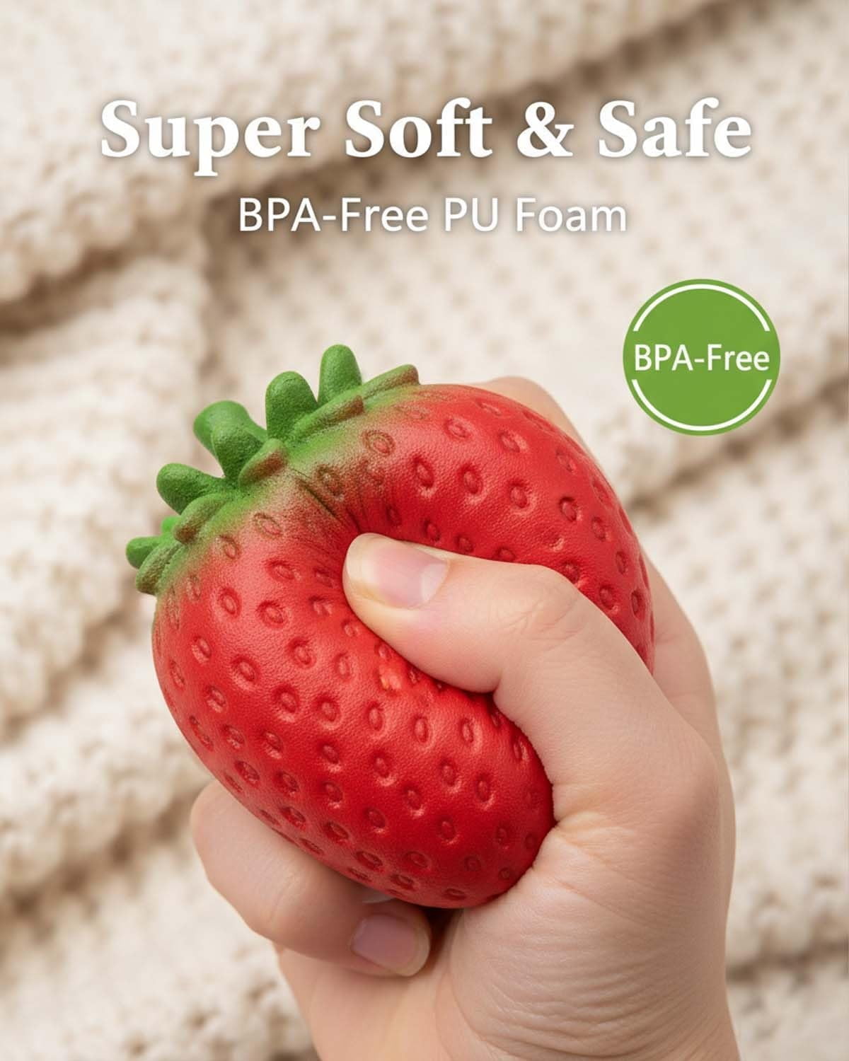 Giant Strawberry Squishy, Classic Slow-Rise Strawberries Squishies, Jumbo Sunny Days Fruit Toys, Big Large Rebound Cute Stress Balls, Desk Party Favors Ideas Gifts Fidget Adults