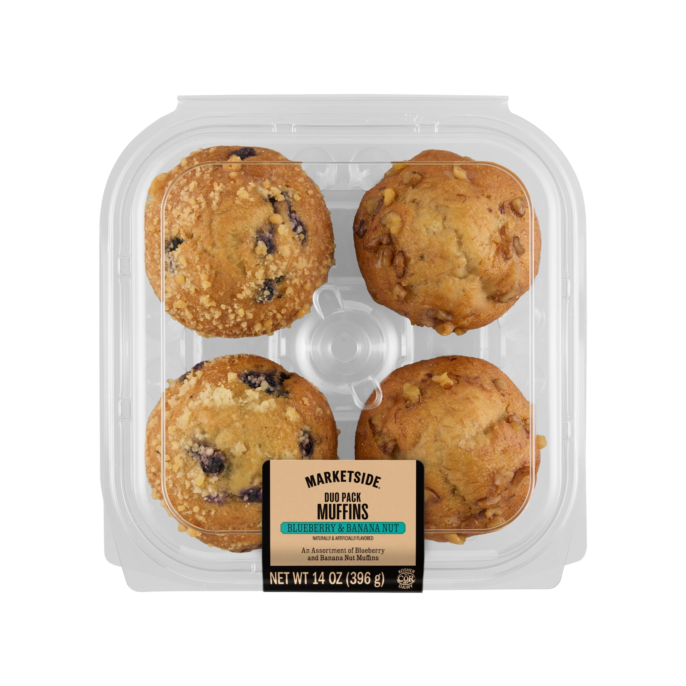 Marketside Blueberry & Banana Nut Muffin Variety Pack, 14 oz, 4 Count