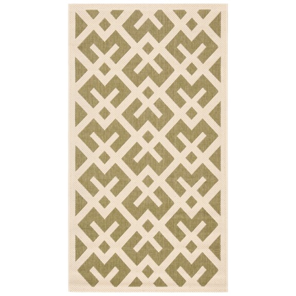 Safavieh Courtyard Alvin Geometric Indoor/Outdoor Area Rug, Green/Bone, 2'7" x 5'
