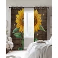 thumbnail image 4 of Sunflower Blackout Curtains for Bedroom Living Room Darkening Curtains 90 Inch Yellow Flowers Bees Wooden Pastoral Black Out Window Curtain Privacy Insulated Window Treatment Grommet Drapes 52"x90"x2, 4 of 9
