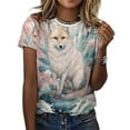 thumbnail image 3 of Watercolor Fox T-Shirts Casual T-Shirt Short Sleeve Women Trendy Tshirt Beach Custom Tops, 3 of 5