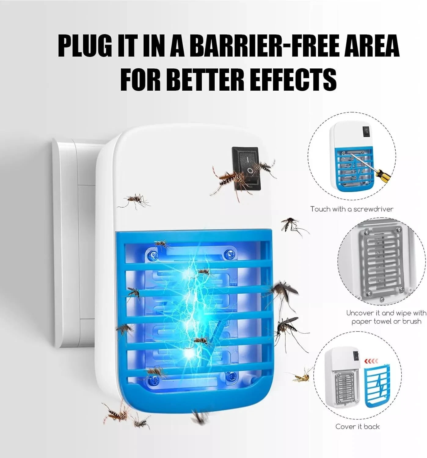 2/4/8Pcs Electric Plug In Mosquito Killer Zapper Lamp Indoor Fly Bug Insect Trap