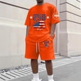 thumbnail image 2 of Homeyce Men's Usa 250th Anniversary 2 Piece Outfits Usa Flag Patriot Short Sleeve Shirts and Shorts Set 4th Of July Summer Clothing Set,Orange 3XL, 2 of 3