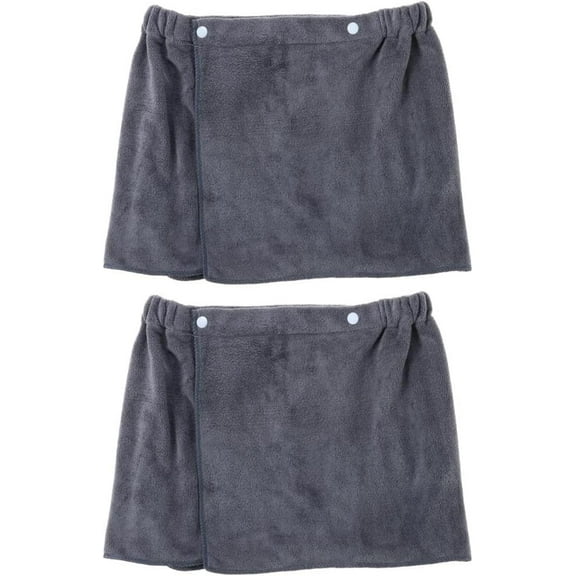 2 PCS Men's Bath Towel, 55 x 12 inch Wearable Short Pants Towel for Shower Spa, Button Closure Mircofiber Swimming Wrap Towel for Men(2pcs-Gray)