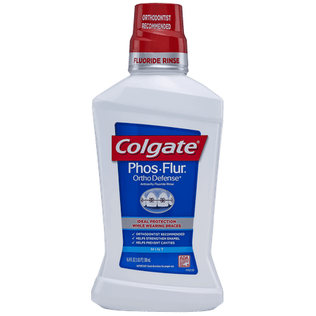 Colgate Phos-Flur Mouthwash for Braces, Mint - 500mL, 16.9 fl