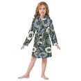 thumbnail image 6 of FORMRS Niños Bathrobe Unisex Hooded Robe Soft Plush Pajamas Sleepwear, Size 4-6T, Dark Floral, 6 of 7