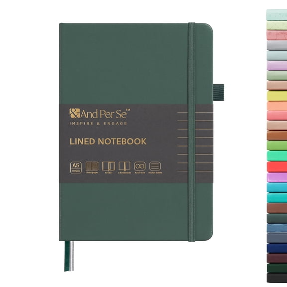 Hardcover Writing Notebook A5 Size, 160 Pages Lined Journal with Thick Paper, 5.7 x 8 Inches College Ruled Format, Office and Supply Journal, Green