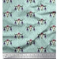 thumbnail image 1 of Soimoi Green Poly Georgette Fabric Feather & Elk Mount Face Print Fabric by the Yard 42 Inch Wide, 1 of 3