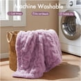 thumbnail image 3 of JERFIT Plush Faux Fur & Mink Reversible Ruched Throw Blanket, Soft & Cozy Decorative Accent for Couch Bed, Machine Washable, Purple, 3 of 6