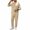 Khaki, variant on Mens 2 Piece Outfits Textured Crew Neck Top & Straight Sweatpants Set Elastic Waist Loose Daily Smart Loungewear Suit
