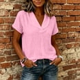 thumbnail image 7 of Ashirexll Womens Casual Tops Collared V-Neck Short Sleeve Solid Color Blouse Casual Summer Top for Spring, 7 of 7