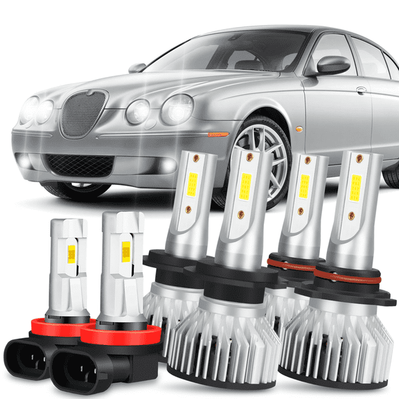 For Jaguar S-Type 2005-2008 LED Headlight High Low Beam   Fog Light 6 Bulbs Kit