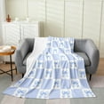 thumbnail image 2 of ss Bowknot Flannel Blanket,Dreamy Blue Bow-tie Girly Bow Bed Blanket for Home Decor,Geometric s Plaids Patchwork Blue White Blanket for Kids Adults Sofa Couch,Baby 30"x40", 2 of 6