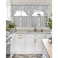 thumbnail image 4 of Grey Christmas Swag Kitchen Curtains Sets for Windows 24 Inch Length, Xmas Snowflake White Short Window Curtain Panels Swags Valances and Tiers 3 Piece Set for Cafe/Dining Room, 4 of 5