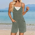 thumbnail image 2 of Lenpel Rompers for Women Soft Casual Spaghetti Strap V Neck Ribbed Knit Sleeveless Jumpsuits Summer Short Overalls with Pockets, 2 of 7