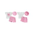 thumbnail image 2 of BemeyourBBs Toddler Baby Girl 2 Peice Skirts Set Cute Summer Fall Clothes Vintage Little Girls Short Sleeve 3D Bowknot T-Shirt Skorts Shorts Beret Hat, 2 of 9