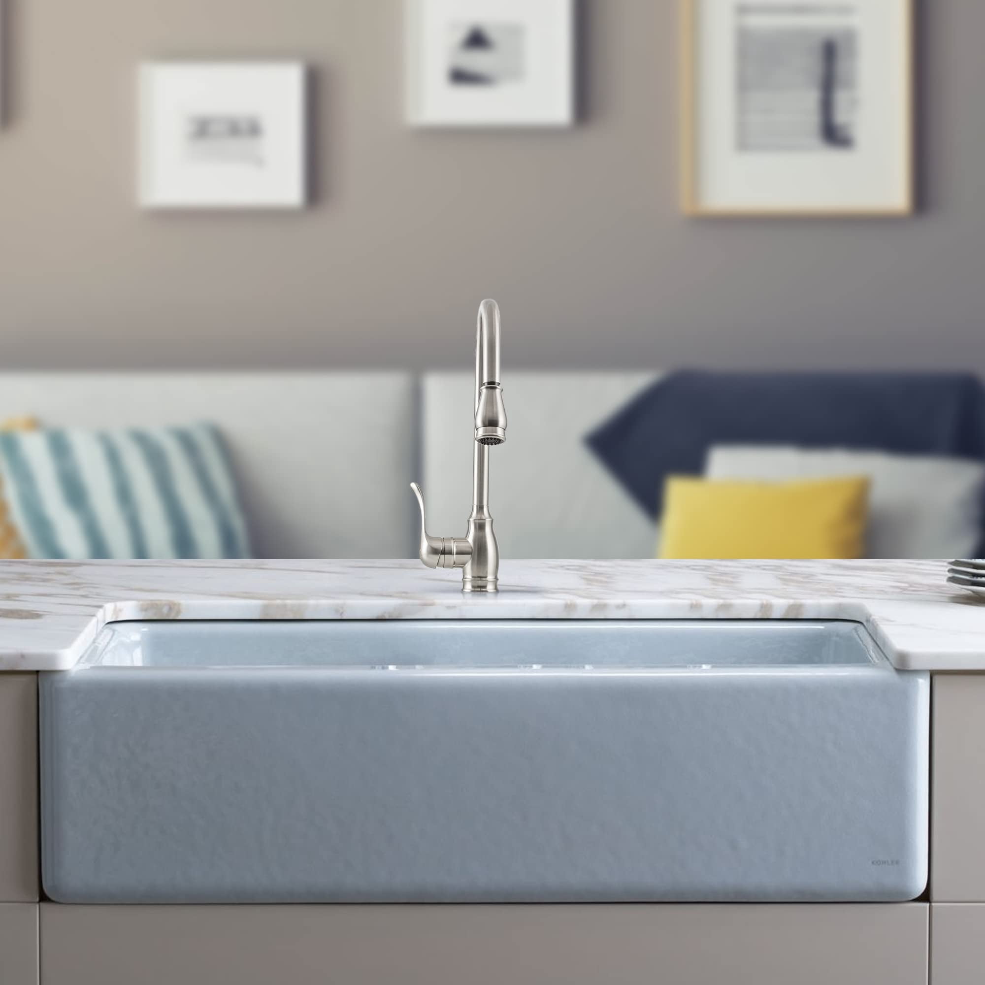 Strictly Sinks Pull Down Kitchen Faucet Brushed Nickel – Traditional Kitchen Faucet with 360° Swivel Spout, Spray & Stream Modes