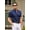 Navy, variant on Mens Casual Dress Shirt Short Sleeve Button Up Shirts No Collar Collarless Dress Shirts Summer Fitted Shirts
