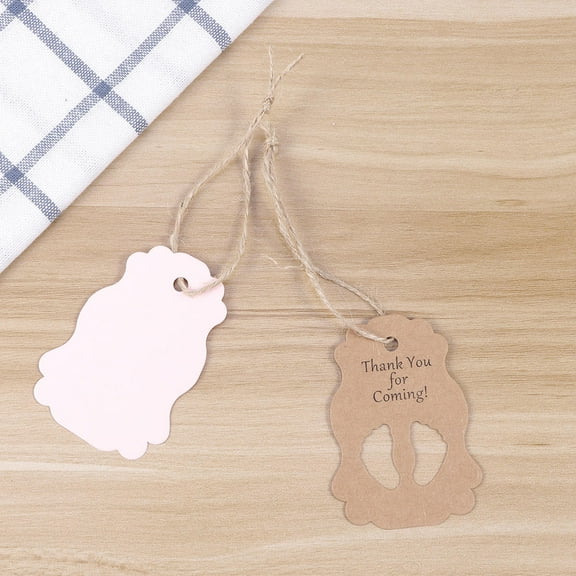 OUNONA  50 Pcs Baby Shower Thank You Tags Decorations Guests Newborn Boy Pink