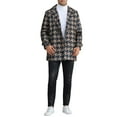 thumbnail image 2 of INSPIRE CHIC Houndstooth Trench Coat for Men's Double Breasted Plaid Pattern Winter Overcoat M Brown, 2 of 6