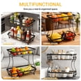 thumbnail image 6 of Fruit Basket for Kitchen Counter, 2 Tier Fruit Vegetable Basket with 2 Mobile Banana Hangers, Detachable Metal Bread Basket for Vegetables Snacks Fruits, Black, 6 of 6