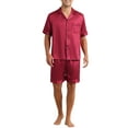 thumbnail image 1 of Conjunto de pijamas de satén INSPIRE CHIC para el Día del Padre, ropa de dormir de manga corta para hombres, dos piezas de loungewear con bolsillos, pijamas suaves para la noche, 2XL rojo, 1 of 6