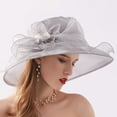 thumbnail image 2 of Cheers.US Women's Organza Church Kentcky Derby Fascinator Bridal Tea Party Wedding Hat Sun Hat, 2 of 5