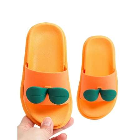 

Rotosw Unisex Flats Soft Sole Slides Slip On Footbeds Kids Casual Shoes Girls & Boys Flexible Open Toe Slippers Orange 5C-6C