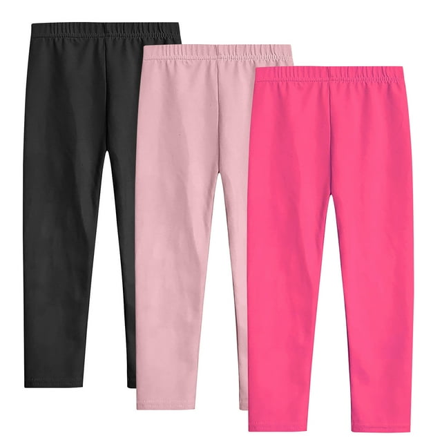 Yuyuzo 3 Pack Girls Leggings Toddler High Waisted Solid Color Stretchy Soft Basic Bottoms Thin Spring Fall Clothes