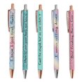 thumbnail image 1 of Ballpoint Pens Waterproof Ink Easy Carry Plastic Press Type Clip Design Writing Ballpoint Pens Set of 5pcs, 1 of 5