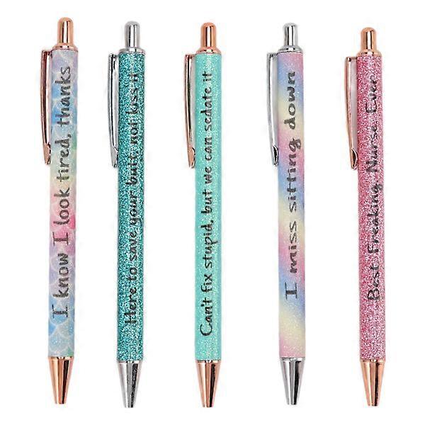 Ballpoint Pens Waterproof Ink Easy Carry Plastic Press Type Clip Design Writing Ballpoint Pens Set of 5pcs