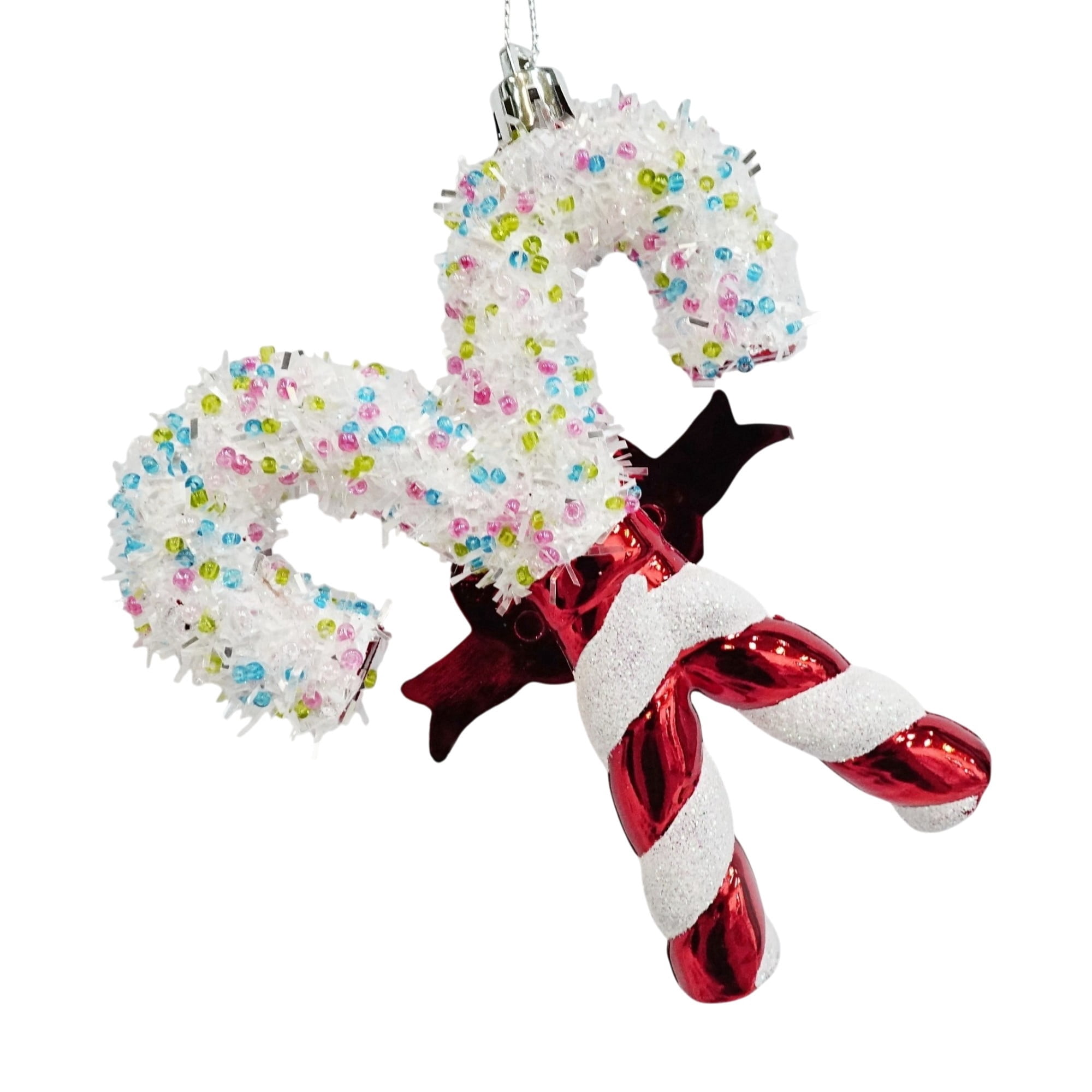 Red and White Glitter and Metallic Candy Cane Christmas Ornament, 5", by Holiday Time