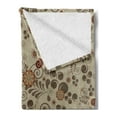 thumbnail image 2 of Grunge Soft Flannel Fleece Blanket, Floral Pattern with Fantasy Elements Swirls Curves and Dots Retro Colors, Cozy Plush for Indoor and Outdoor Use, 60" x 80", Tan Redwood Pale Brown, by Ambesonne, 2 of 5