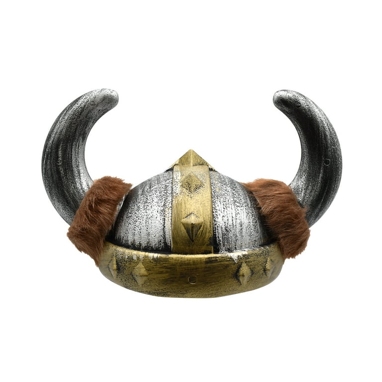 Viking Helmet Adult Gold with White Bull Horns Viking Helmet Adult Gold with White Bull Horns