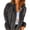 Dark Gray, variant on Women's Corduroy Hooded Long Sleeve Jacket Solid Color Loose Comfortable Casual Outerwear Khaki XL