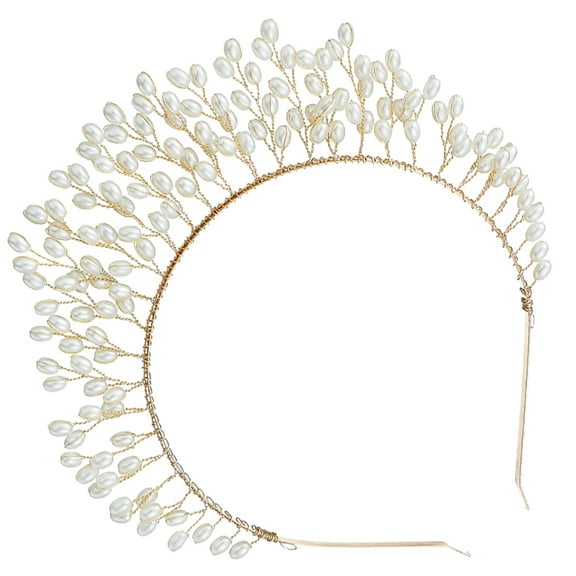 Soimiss 1Pack Golden Hair Decoration Wedding Headband for Bride Stylish Design