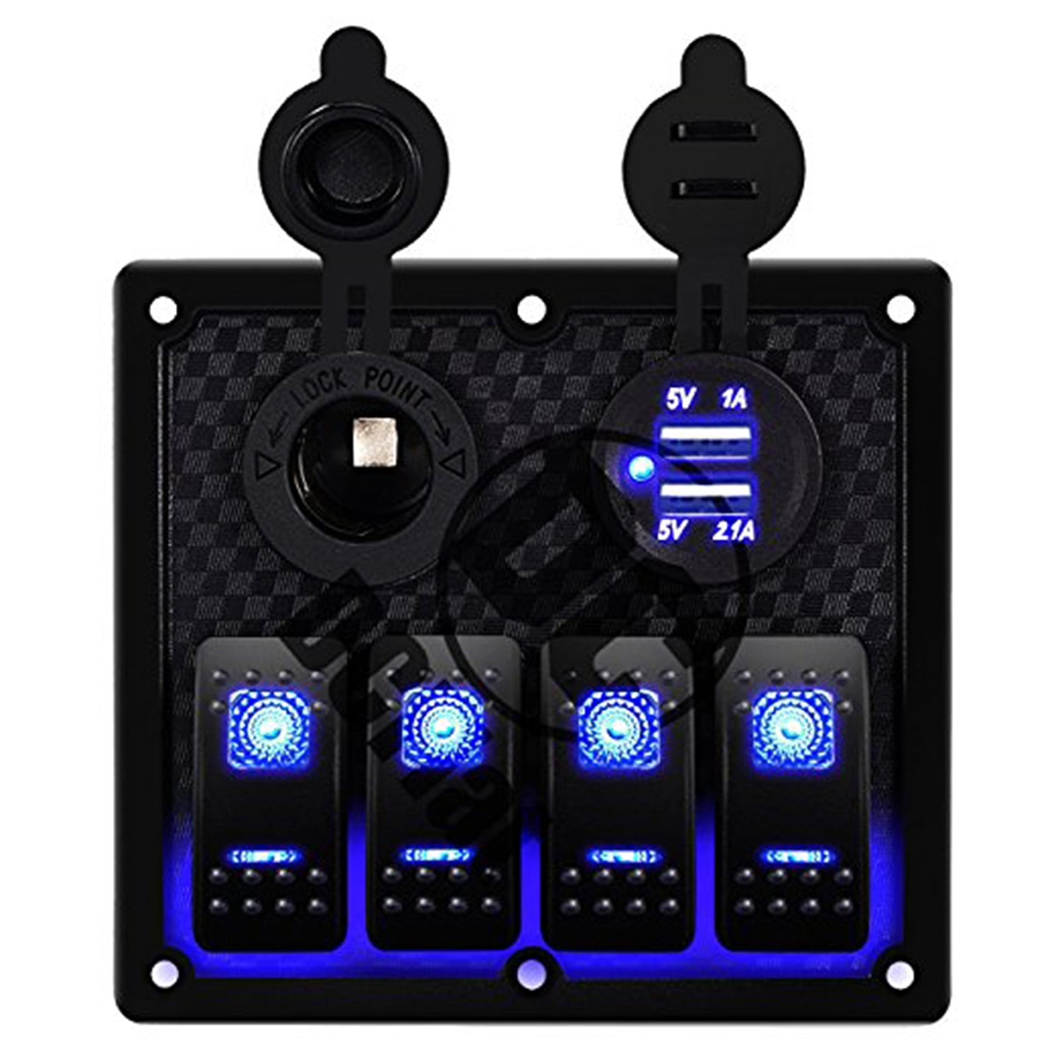 4 Gang Led Car Marine Boat Switch Panel Dual Usb Waterproof Power Socket With 12 Volt Outlet Rocker Switch Panel Walmart Com